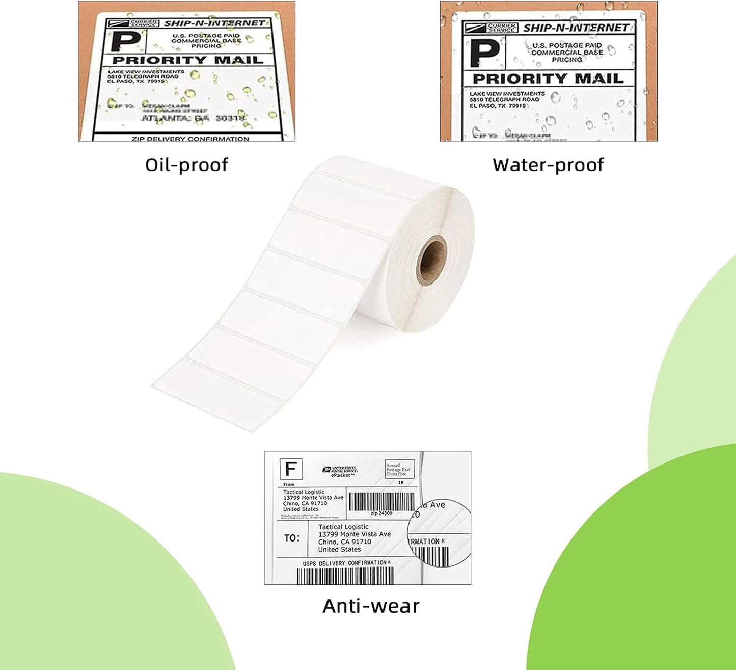 Compatible 3" x 1" Direct Thermal Labes Replacement for Barcodes Postage Address Shipping Compatible with Rollo & Zebra Desktop Printers Adhesive & Perforated (12 Rolls, 1300 Labels/Roll)