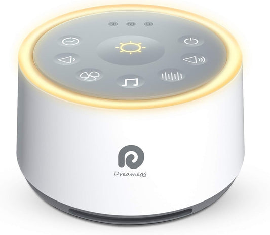 Dreamegg D1 Sound Machine - White Noise Machine with Baby Night Light for Sleeping, High Fidelity Sounds, Timer & Memory Feature, Sound Machine for Baby Adults, Home, Office, Travel (White)