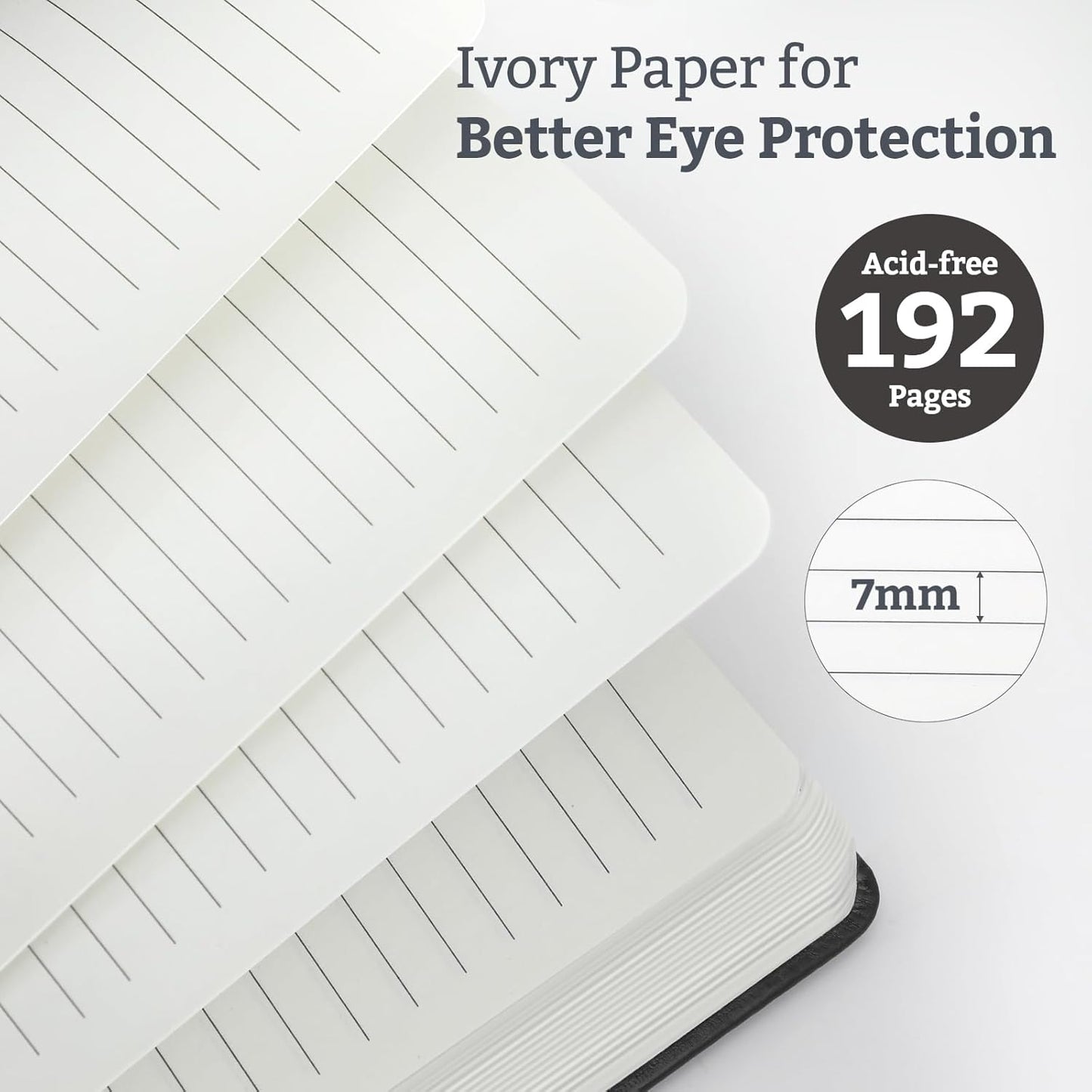 Hardcover Lined Bullet Dotted Journal Notebook, A5 140 192 Pages 100 120Gsm Paper College ruled for School,Work,Travel,and Daily Planning，5.7''*8.3'' (2, Black, A5 Lined)