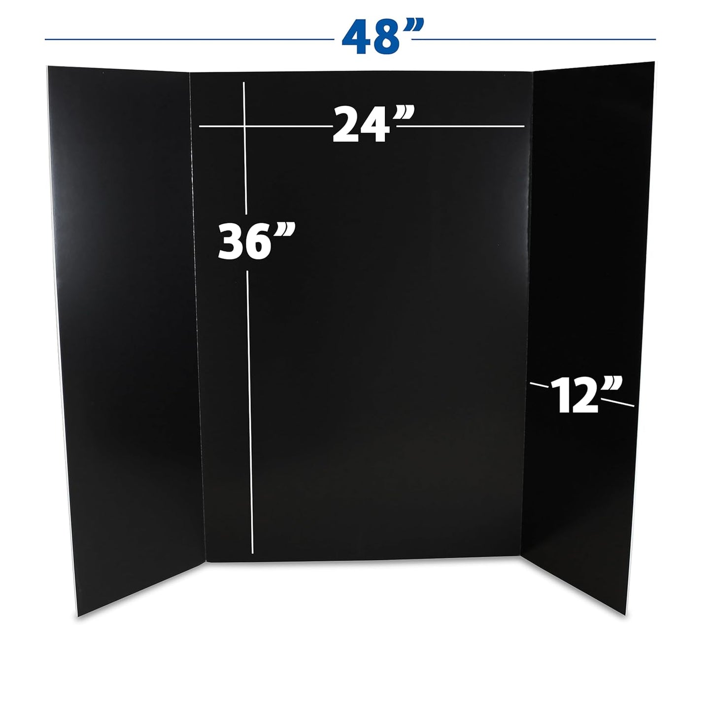 Flipside Products 36” x 48” Foam Project Boards for Presentations, Science Fair, School Projects, Event Displays and Trifold Picture Board - Black - 3 Pack