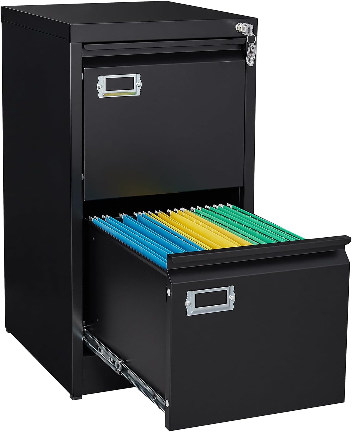 SISESOL 2 Drawer File Cabinet with Lock and Tag,Narrow Two Drawer Filing Cabinet,Vertical Metal File Cabinets,Small Filing Cabinets for Home Office Fit Letter/A4/Legal Size File,Easy Assembly