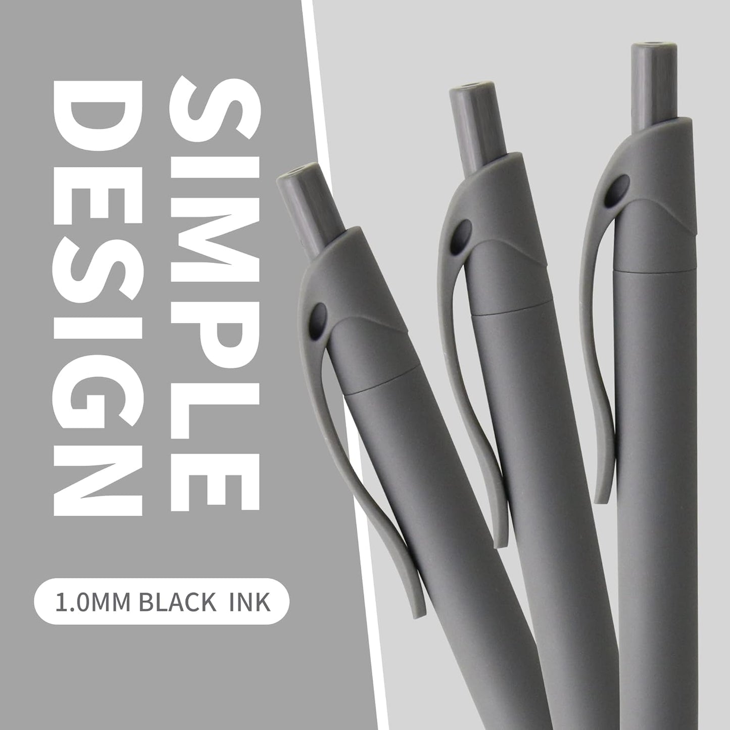 deegtran Pens Bulk, 50 Pack No Bleed Grey Barrel Click Pens, Wholesale Retractable Ballpoint Pens, Pen Medium Point, Smooth black Ink Pen, 1.0MM