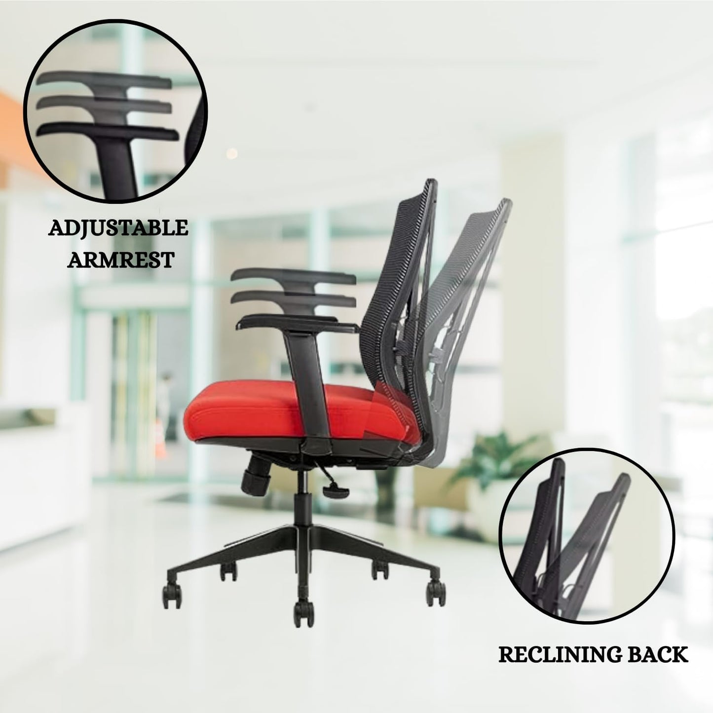 Ergonomic Office Chair - Breathable MESH - Back Adjustable Lumbar Support with 3-D ARMRESTS TILT Function and 360-DEGREE Swivel Wheels Comfortable Wide SEAT - Home Office Chair (Tangerine) Pack of 2