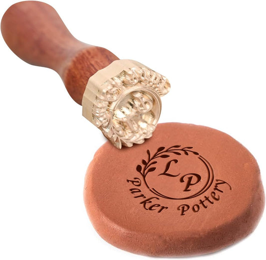 KAINSY Custom Pottery Stamp, Personalized Clay Stamp with Own Design, Create Unique Imprints in Pottery, Handcrafted Potter's Gift, Polymer Clay Tools (3 inch)