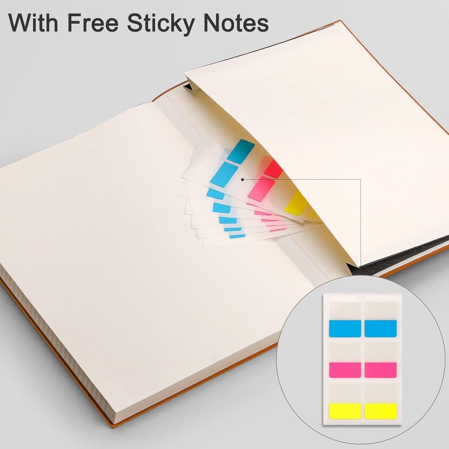EMSHOI College Ruled Composition Notebook - Large B5 Notebook Lined Journal Leather with Free Sticky Notes, 204 Numbered Pages,100gsm Thick Lined Paper, Softcover, 7.5"x10"-LightBlue
