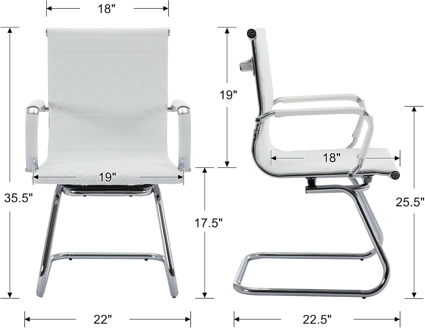Office Guest Chairs - Set of 8 Modern PU Leather Desk Chairs with Mid Back, Ideal for Reception, Waiting Room, and Conference Rooms