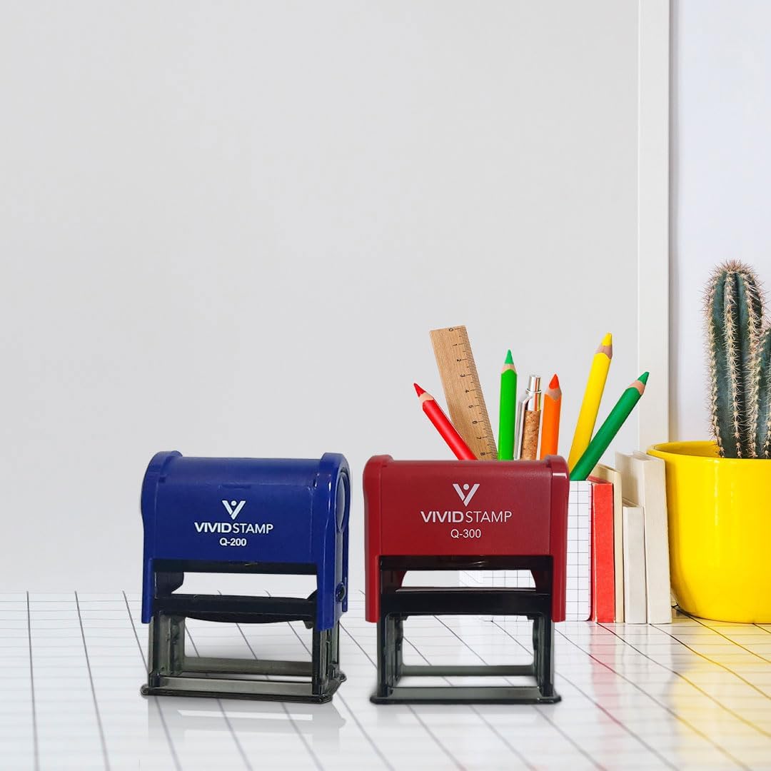 Vivid Stamp Pending Inspection Business Self-Inking Rubber Stamps (Black Ink) - Q-200 (2 Pack)