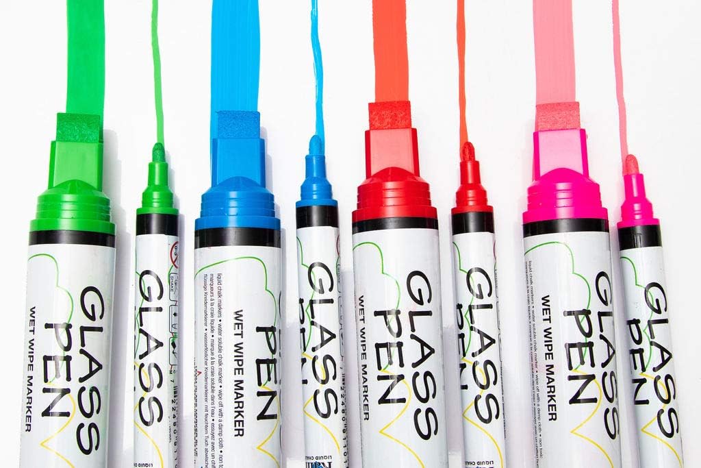 Glass Pen Window Marker: Liquid Chalk Pens for Glass, Whiteboard Markers with Washable Paint - Graduation, Car Windows, Mirror Pen, Storefront, Wedding, Parade, Party & Holiday (Pink, Fine Tip)