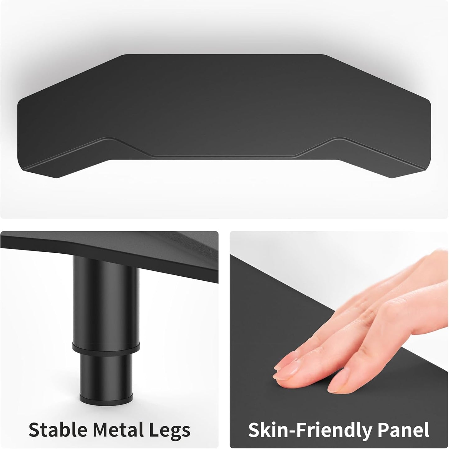 39.4 Inch Dual Monitor Stand Riser Black,Plane Wing-Shaped Sturdy Computer Desk Riser for 2 Monitors, Adjustable Length and Wood Monitor Stand for Laptop, Computer,Extra Long