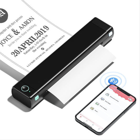 Phomemo Portable Printers Wireless for Travel, M08F Thermal Bluetooth Printer Support for 8.5"x11" US Letter, Small Inkless Printer Compatible with iOS, Android, Laptop for Car, Office, Home