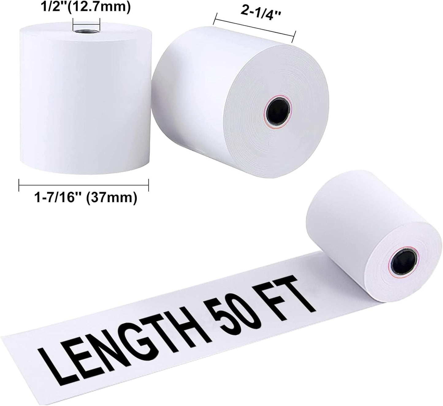 Jayard 2-1/4inch*50ft Thermal Paper Rolls For Credit Card - Cash Register Rolls - Premium Register Tape Pos Thermal Printer Paper (10 Rolls) Jayard-TP