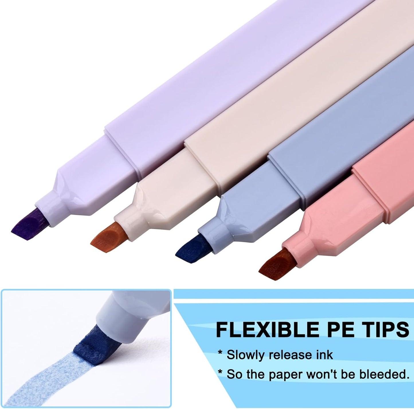 8 Colors Aesthetic Highlighters, 4mm Line Width, Assorted Colors With Soft Chisel Tip, No Bleed Bible, Great for School, Nice to Eyes, Pastel