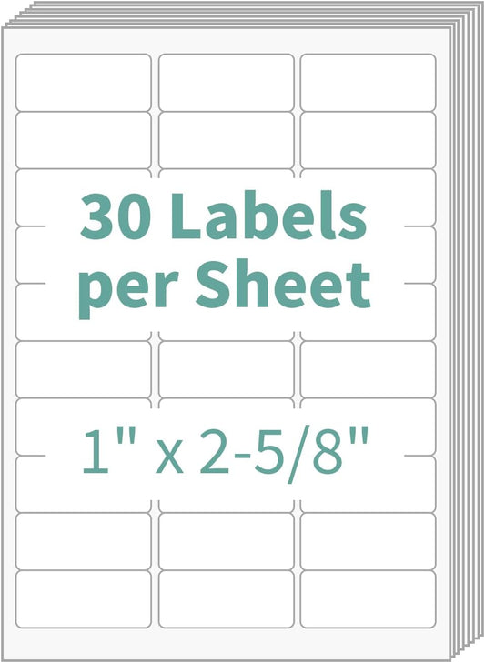 30 up Label 1" x 2-5/8" Shipping Address Labels, FBA Barcode Sticker, 200 Sheets 30 Per Page Mailing Label for Laser/Inkjet Printers (6000 Labels)