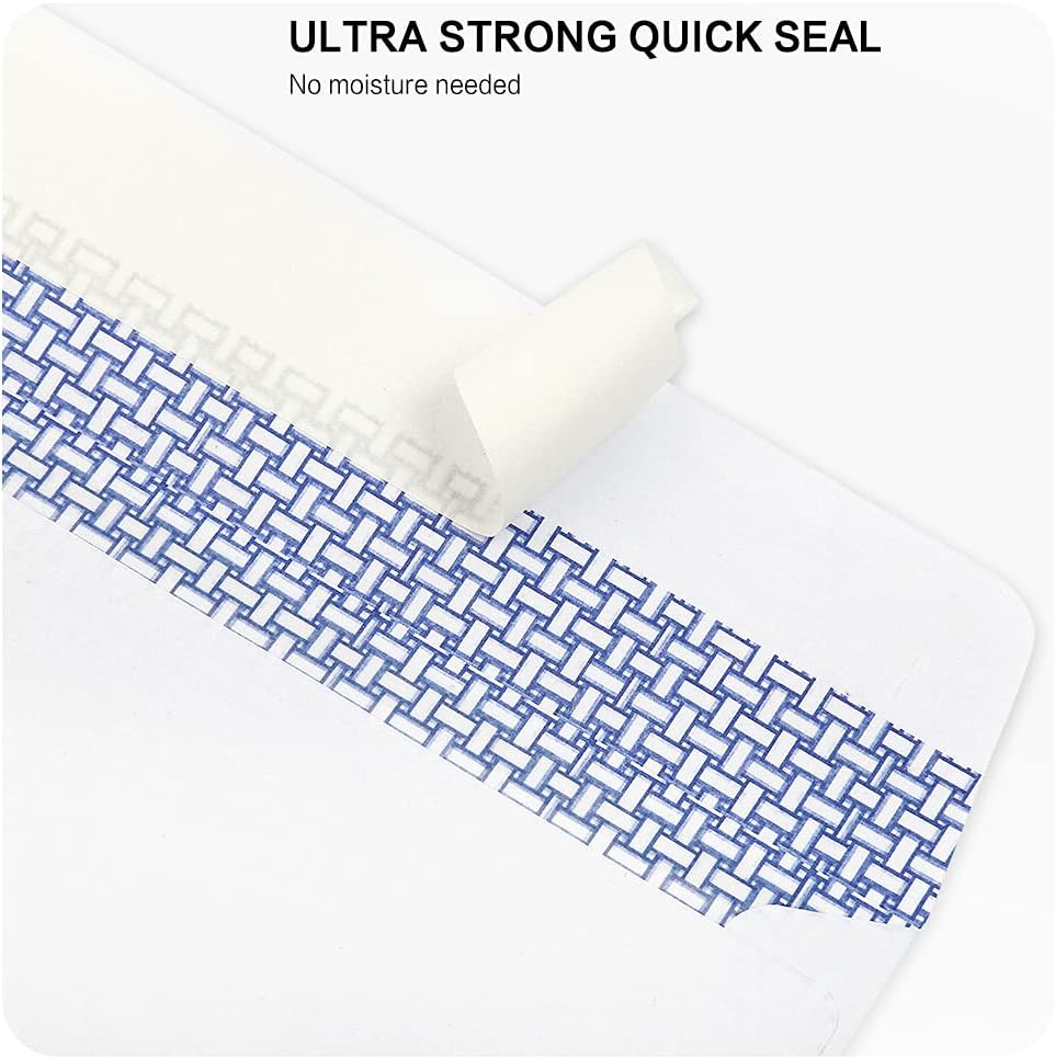 1000 Pack #10 Double Window Security Self-Seal Envelopes - Suitable Size for Multiple Business Statements, Quickbooks Invoices, and Return Envelopes, Size 4-1/8 x 9-1/2 - White - 24 LB
