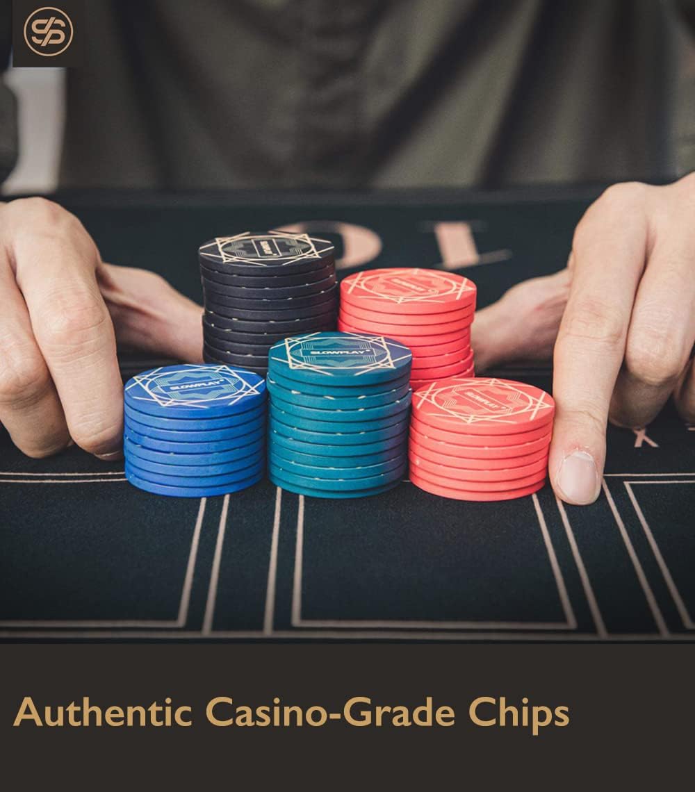 SLOWPLAY Nash Ceramic Poker Chips in Bulk, Casino Grade Ceramic 10-Gram Poker Chip for Texas Hold'em, 39mm Professional Chips Pack of 50 with Denomination of 1000