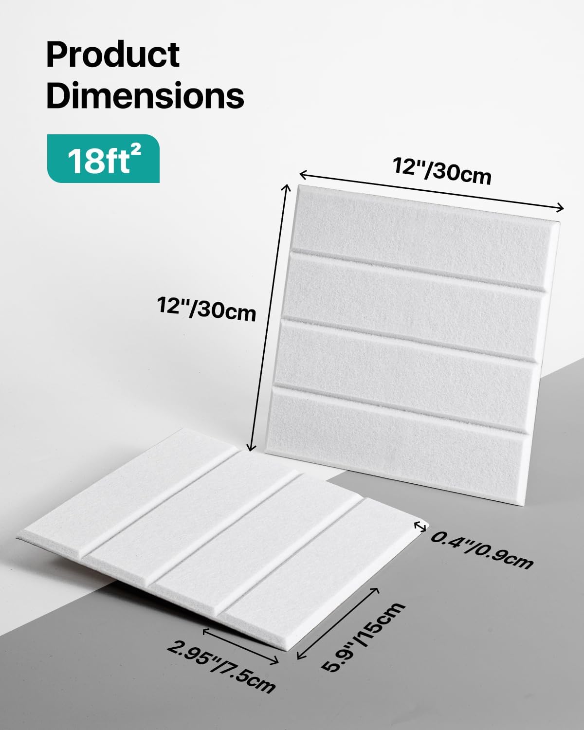 18 Pack Sound Proof Foam Panels for Walls, Self-Adhesive Acoustic Panels Sound Absorbing, 12" X 12" X 0.4" High Density Soundproof Wall Panels Tiles for Door, Ceiling, Home Office