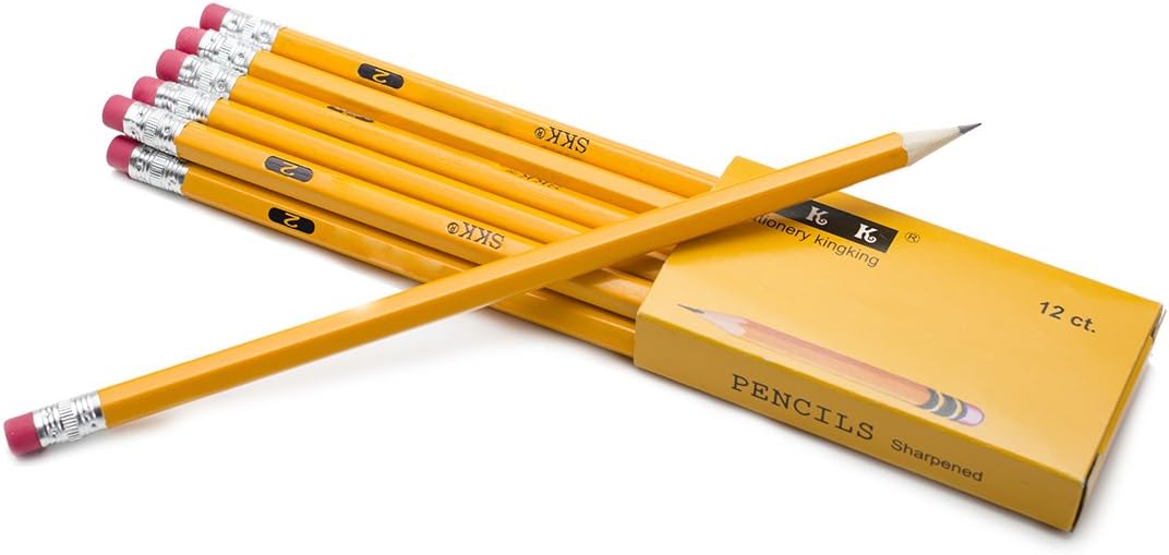 SKKSTATIONERY 576 Pack Pre-sharpened pencils, Bulk Yellow Sharpened Pencils with eraser top, # 2 HB pencil for classroom office Back to school Supplies, Writing, Drawing and Sketching 144Pcs*4Box.