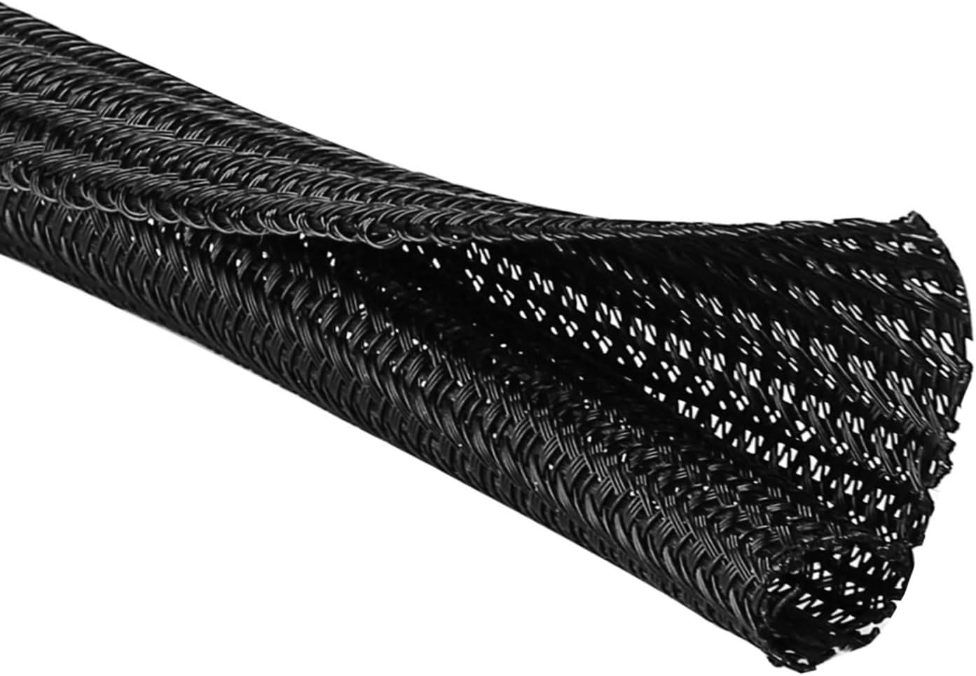 50ft – 1" Split Wire Loom Tubing Cable Sleeve – Braided Cord Protector for Power Cords, Audio Video Cables, USB, Automotive Wiring – Pet Chew Resistant, Flexible Wire Organizer – Black