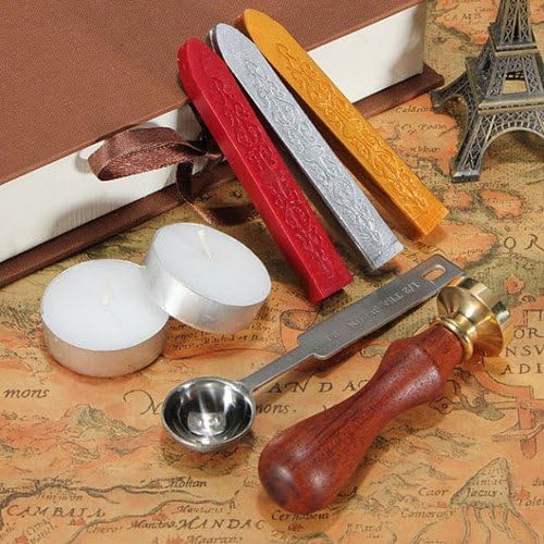 Vintage Alphabet Initial B Wax Seal Sealing Stamp Sealing Wax Sticks Spoon Wood Box Set Classical Old-Fashioned Antique Alphabet Invitation Package Seal Wax Stamp Box Kit