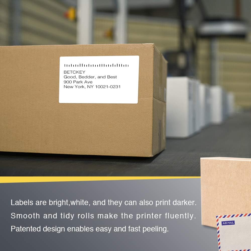 BETCKEY - 3" x 5" (76 mm x 127 mm) Multipurpose & Large Shipping Labels Compatible with Zebra & Rollo Label Printer,Premium Adhesive & Perforated [2 Rolls, 700 Labels]