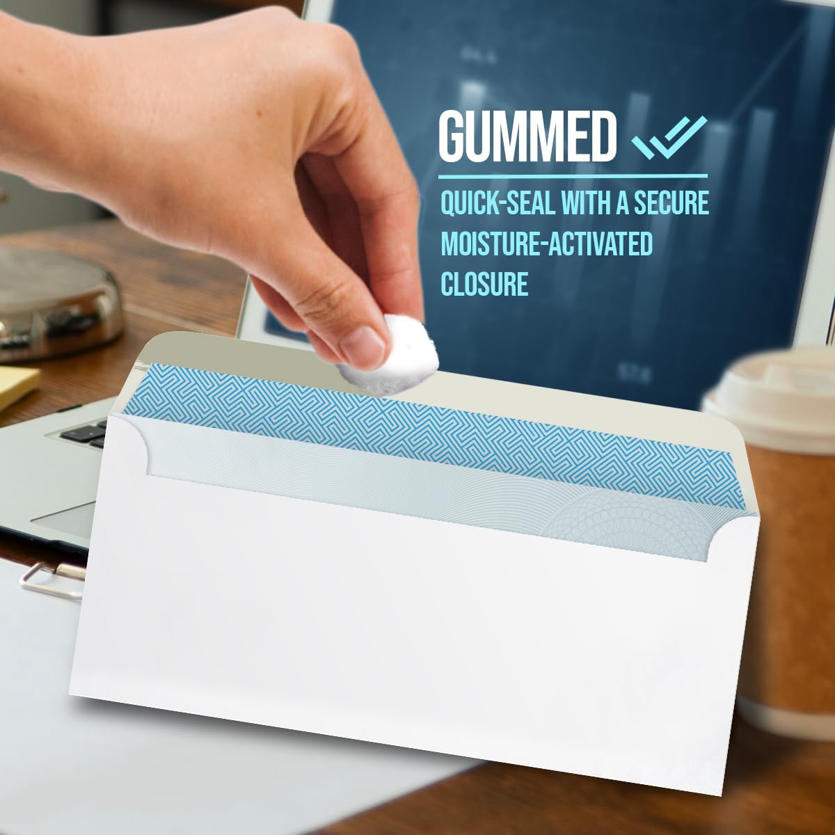 Compuchecks Double Window Envelopes #8 - Gummed, Security Business Mailing Check Envelopes - Tamper Evident, Security Tint - 50 Count – Guaranteed to fit QuickBooks Checks