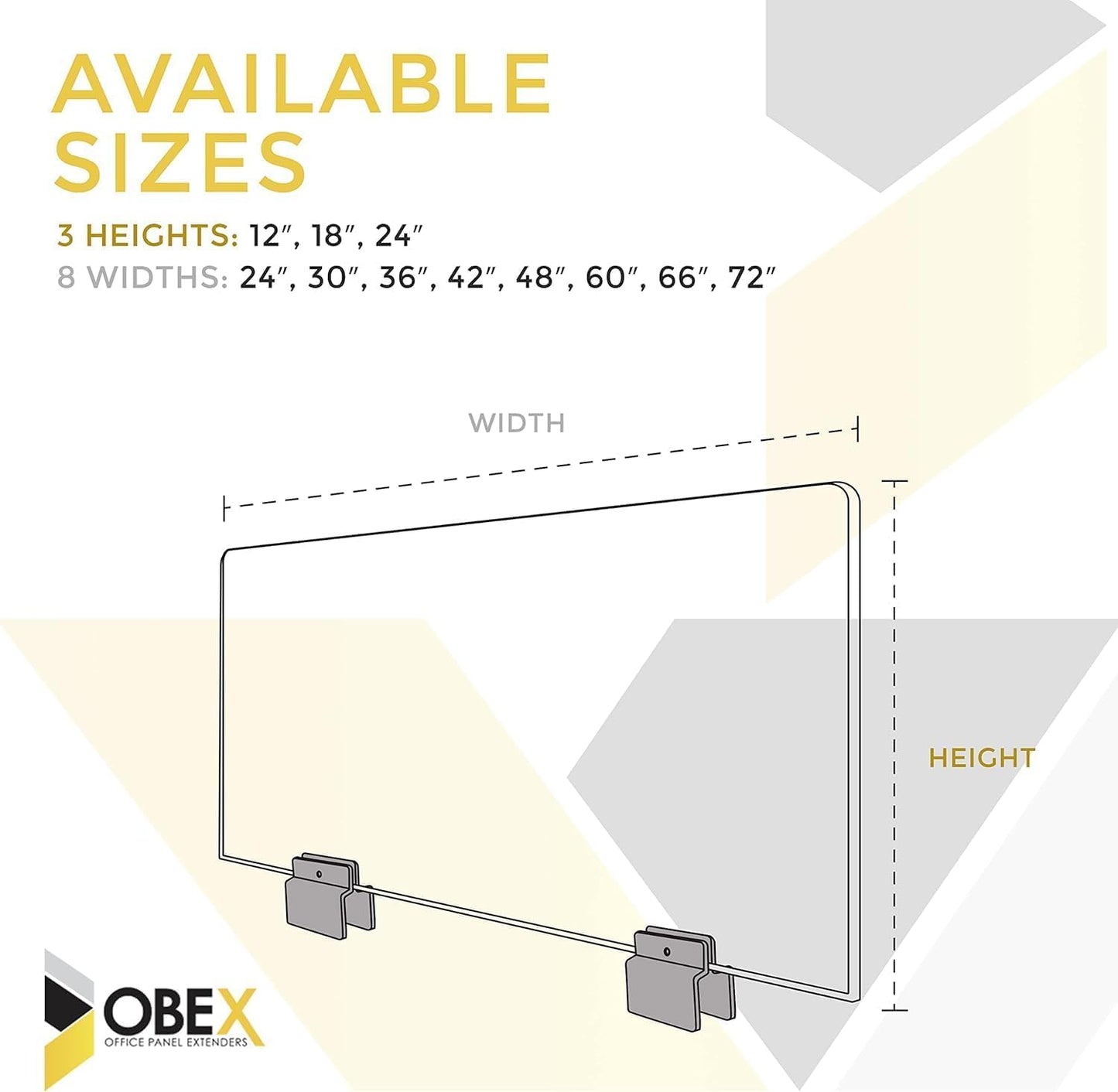 OBEX Acoustical Cubicle Privacy Screen Extender Desk Panel & Office Divider, Add Separation & Block Noise, 18" x 72", Overcast