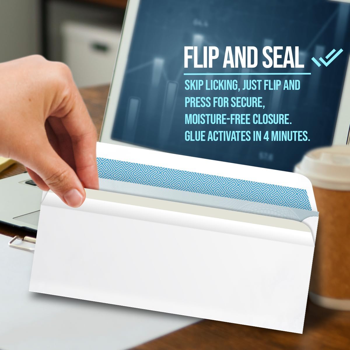 Compuchecks Double Window Envelopes #8- Flip and Seal Flap, Security Business Mailing Check Envelopes - Tamper Evident, Security Tint - 500 Count – Guaranteed to fit QuickBooks Checks