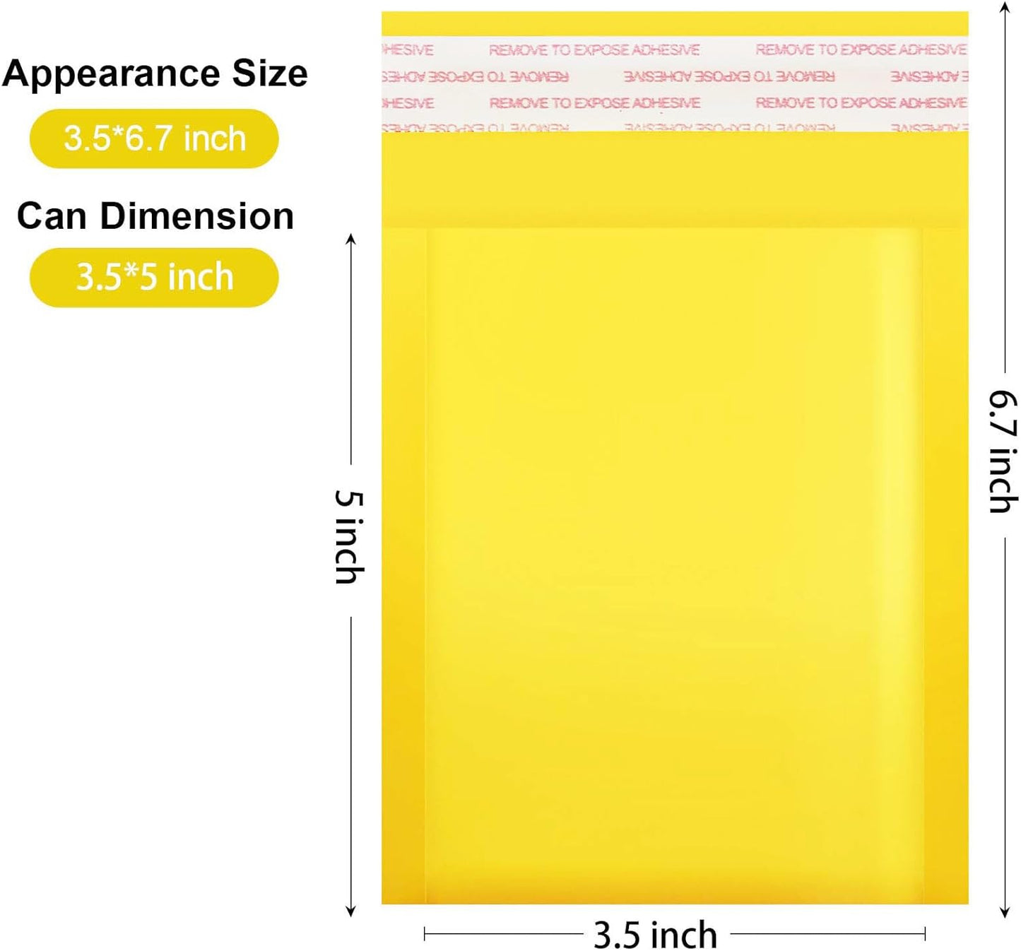 packbabol Kraft bubble mailers 3.5x5 Inch 100 Pack,Self-Sealing Paper Envelopes for Packaging,Strong Adhesion Envelope Mailers, Small Waterproof Cushioned Padded Shipping Bags Yellow #0000