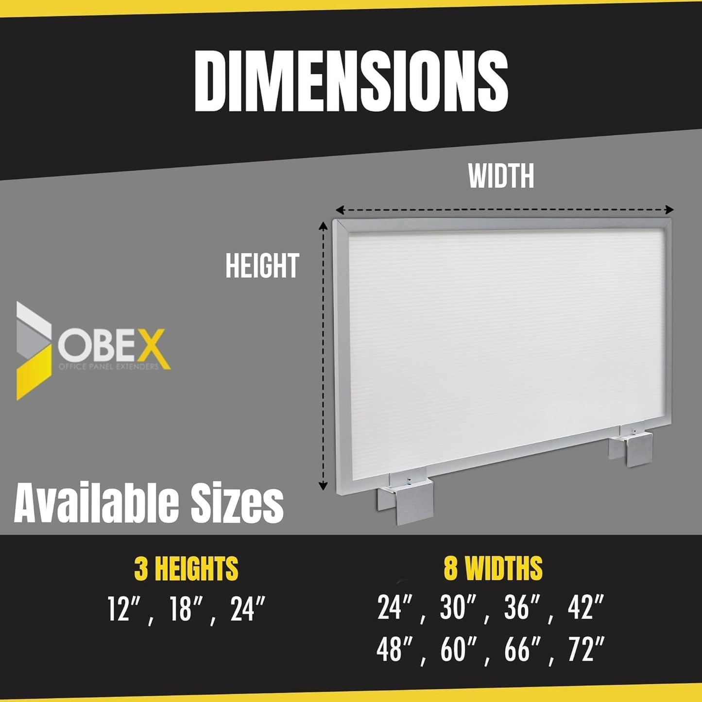 OBEX Privacy Screen & Office Panel Extender for Office Cubicles, Polycarbonate Desk Privacy Panel & Divider for Office Cubicle, 18" x 72", White