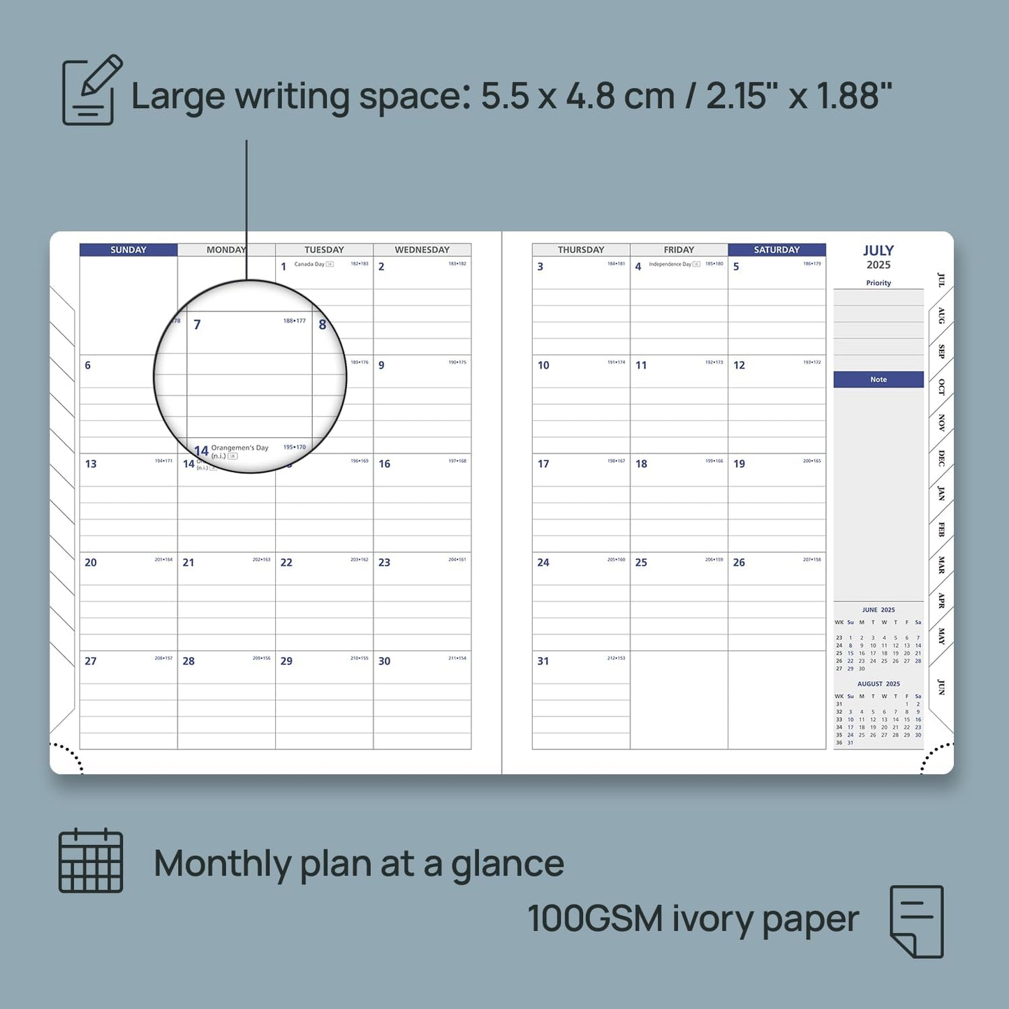 POPRUN Weekly Planner 2025-2026, 7.25'' x 8.5'', 15-Minute Hourly Appointment Book (July 2025-June 2026) with PU Leather Softcover, Monthly Tabs, Inner Pocket - Pacific Green
