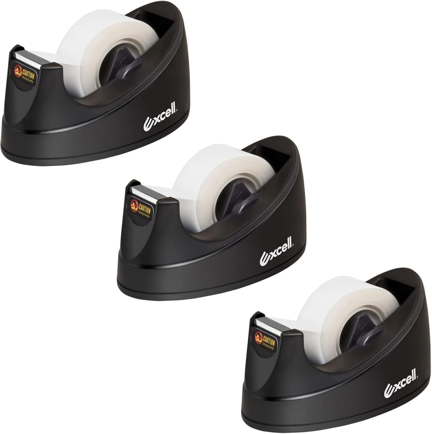 Excell EX-115BK Mini Desktop Tape Dispenser (1" core) with Adhesive Bottom, Easy for One Hand Use, Cute Tape Dispensers Use for Home, Office Gift Store and Wrapping Purpose (3)