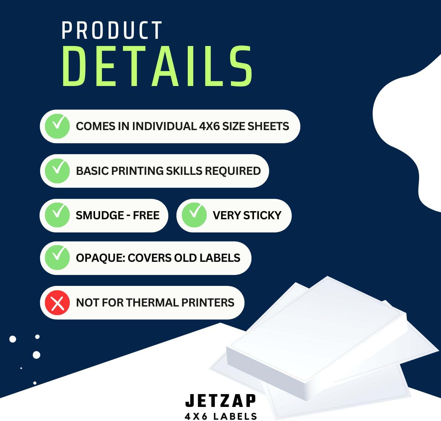 JETZAP Pre-Cut 4x6 Shipping Labels | Work on Most Inkjet and Laser Printers | Just Load & Print | USPS UPS FedEx for Home Printers | 2000 Pack