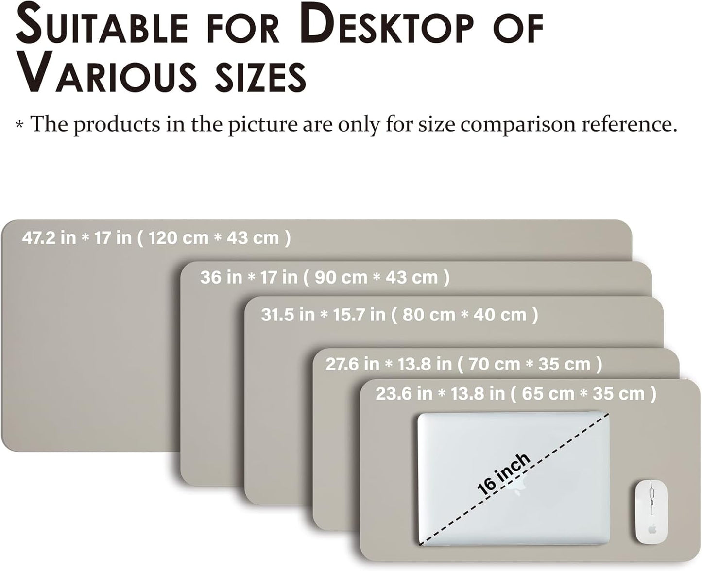 Leather Desk Mat - Small Non-Slip PU Desk Pad for Office and Home - Desk Organization and Accessories - Ideal for Large Mouse Pad and Small Desk Mats on Top of Desks (Light Gray,23.6"x 13.8")