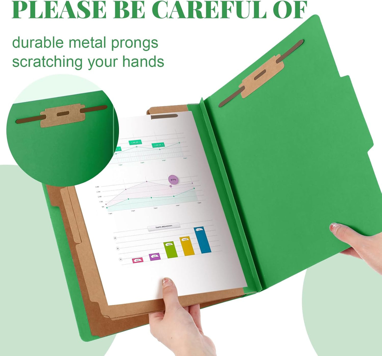 12 Pcs Classification Folders Letter Size, 3 Divider Pressboard File Folder with Fasteners, Expanding File Organizer Bulk for Teachers, Clergy, Office, Church, Christmas Donations (Green)