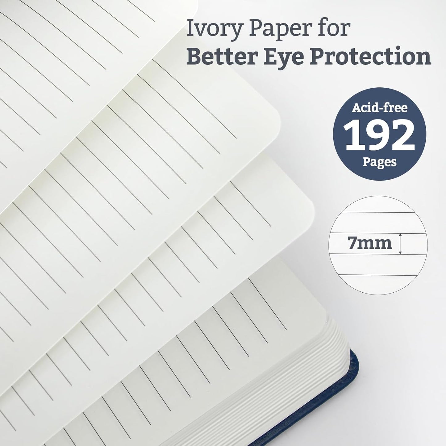Hardcover Lined Bullet Dotted Journal Notebook, A5 140 192 Pages 100 120Gsm Paper College ruled for School,Work,Travel,and Daily Planning，5.7''*8.3'' (12, Navy, A5 Lined)