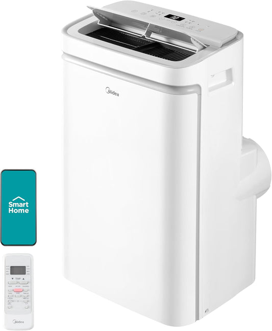 Midea 12,000 BTU ASHRAE (8,000 BTU SACC) Portable Air Conditioner, Cools up to 350 Sq.Ft., with Dehumidifier & Fan mode, Control with Remote, Amazon Alexa & Google Assistant, Easy-to-use and Install