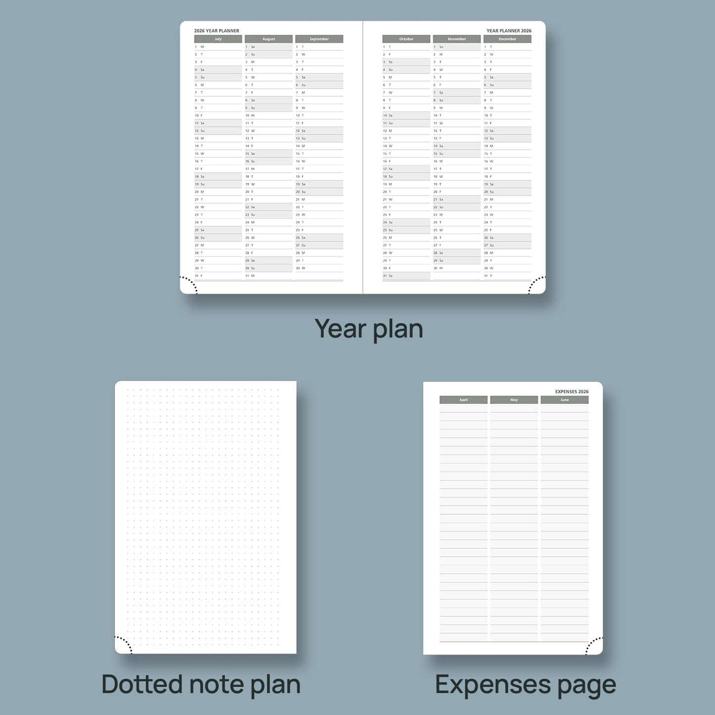 POPRUN 2026 Daily Planner One Page Per Day A5 Size Calendar (5.75" x 8.5") - 12 Months Hourly Appointment Book with Hardcover, Pocket, Pen Holder - Black