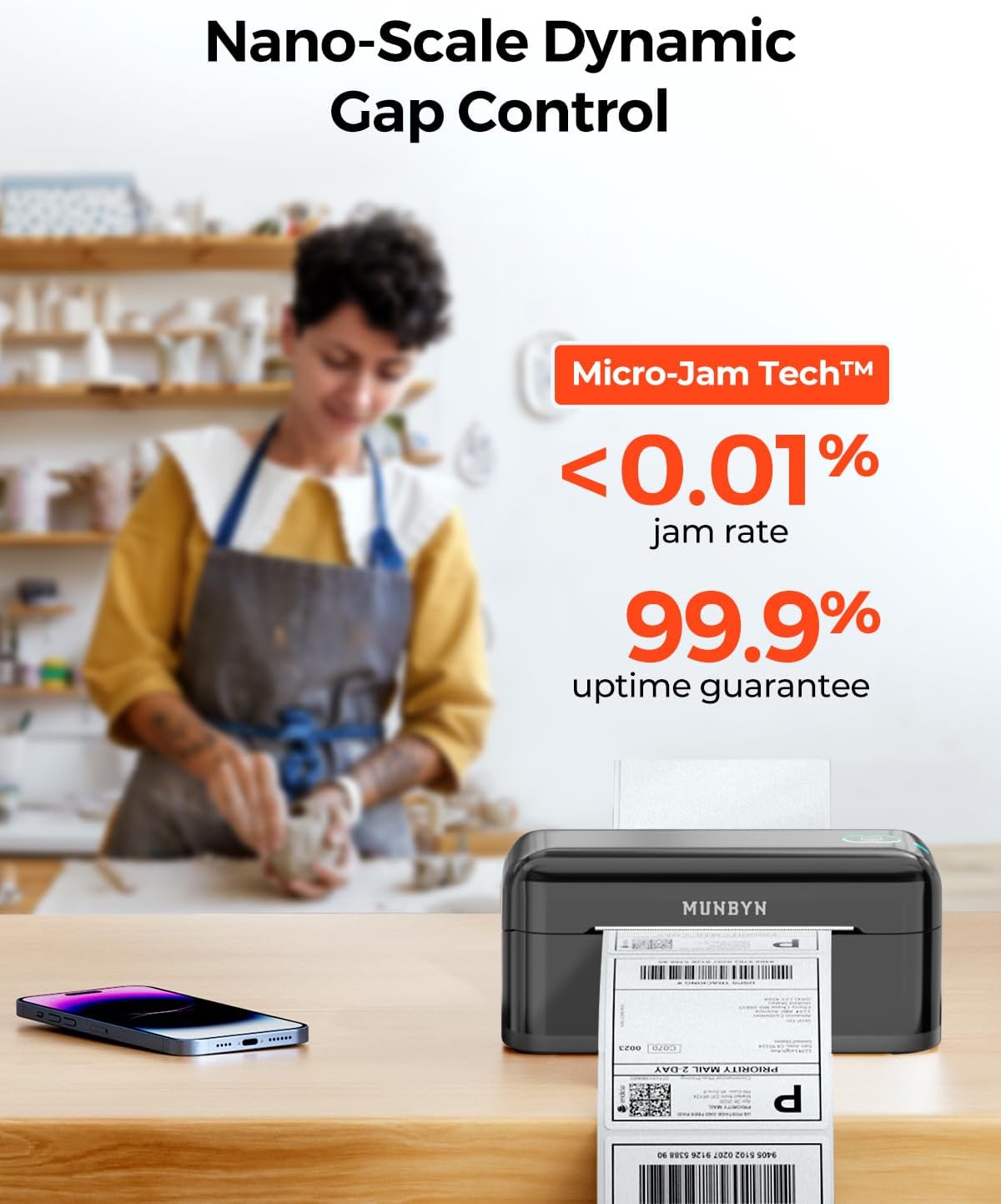 MUNBYN Bluetooth Thermal Label Printer RealWriter RW402B, 4x6 Shipping Label Printer for Small Business, Compatible with Android, iPhone and Windows, Mac, Chromebook, Ebay, USPS, FedEx, Shopify