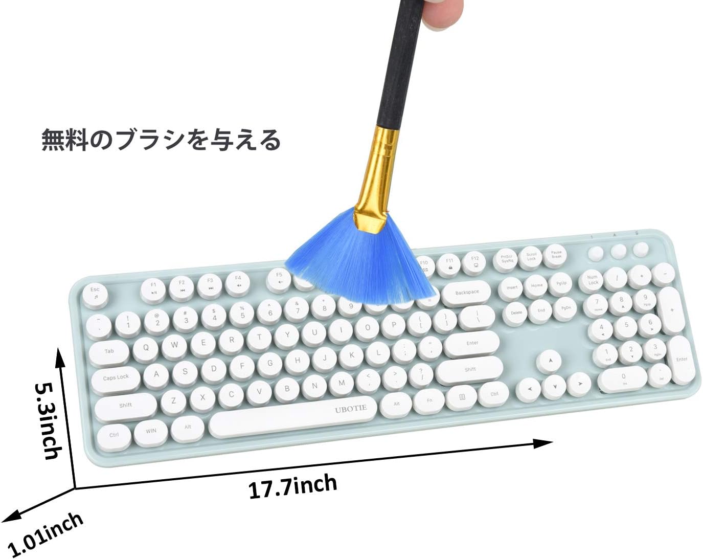 UBOTIE Colorful Computer Wireless Keyboard Mouse Combos, Typewriter Flexible Keys Office Full-Sized Keyboard, 2.4GHz Dropout-Free Connection and Optical Mouse (Green-White)