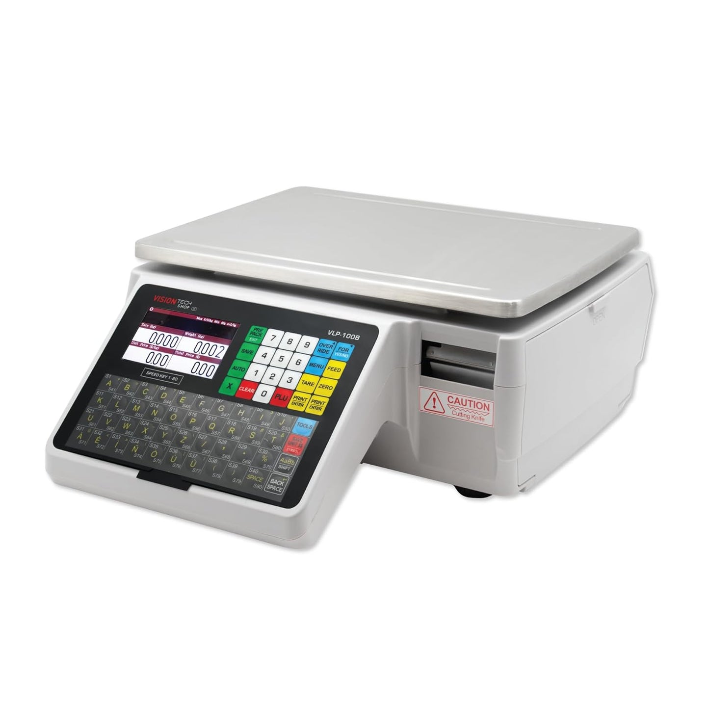 VisionTechShop VLP-100B Label Printing Scale, Capacity 30/60lb Readability 0.01/0.02lb, NTEP Legal for Trade, (Korean Option)