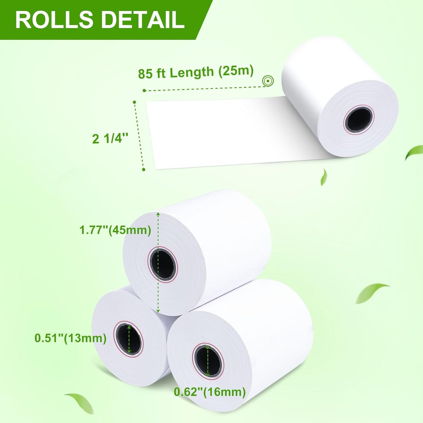 (100 Rolls) 2 1/4 x 85 Thermal Receipt Paper, White BPA-Free, Compatible with POS, Credit Card Terminals and Most Register Machines