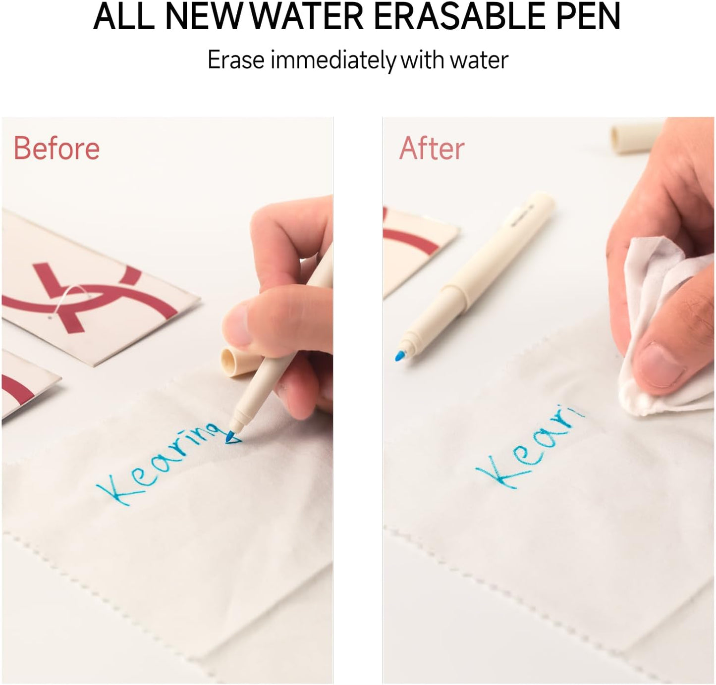 New Blue Water Erasable Marking Pen for Fabric, Smooth Touch Disappearing Ink Marker, Fabric Embroidery Pen, Water Soluble Tool for Quilting, Sewing, DIY Crafts
