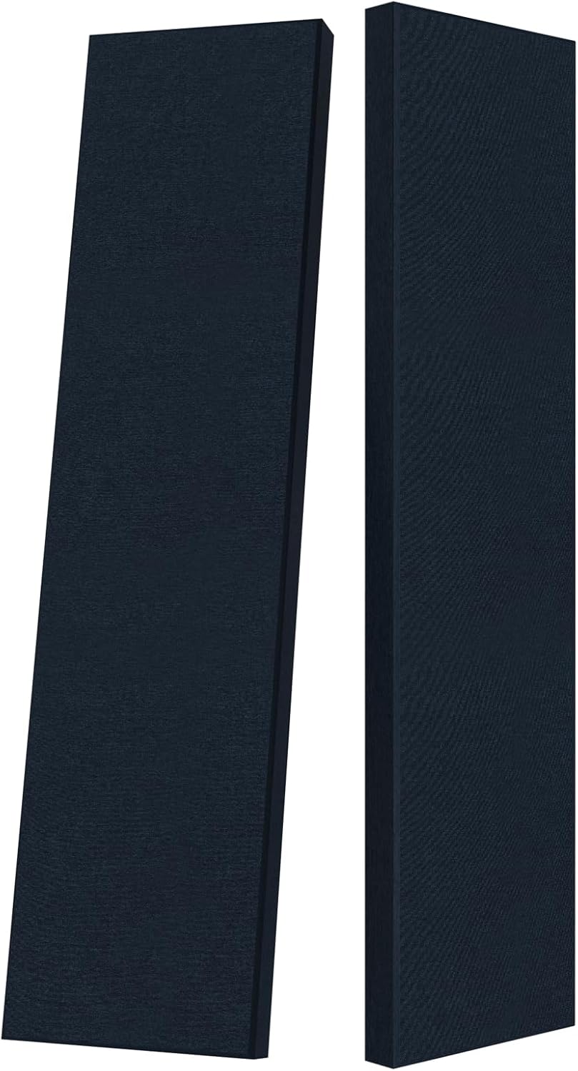 2” Thick Acoustic Panels with Hanging Brackets to the Wall, 2 PCS 47.2” x 11.8” Fiberglass Sound Absorbing Panels for Home Theater Church Office Wall or Ceiling, Navy Blue