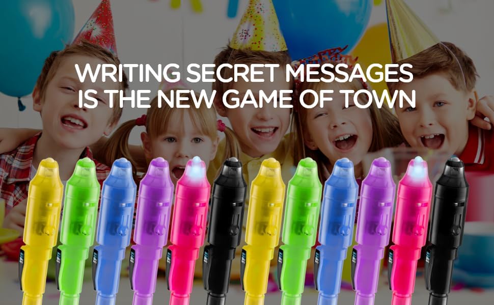 Personalized Invisible Disappearing Ink Pen Marker Pack, Custom Secret Spy Message Writer with UV Light, Fun for Kids Party Favors Gifts and Stock Stuffers, 12 Pack, Yellow
