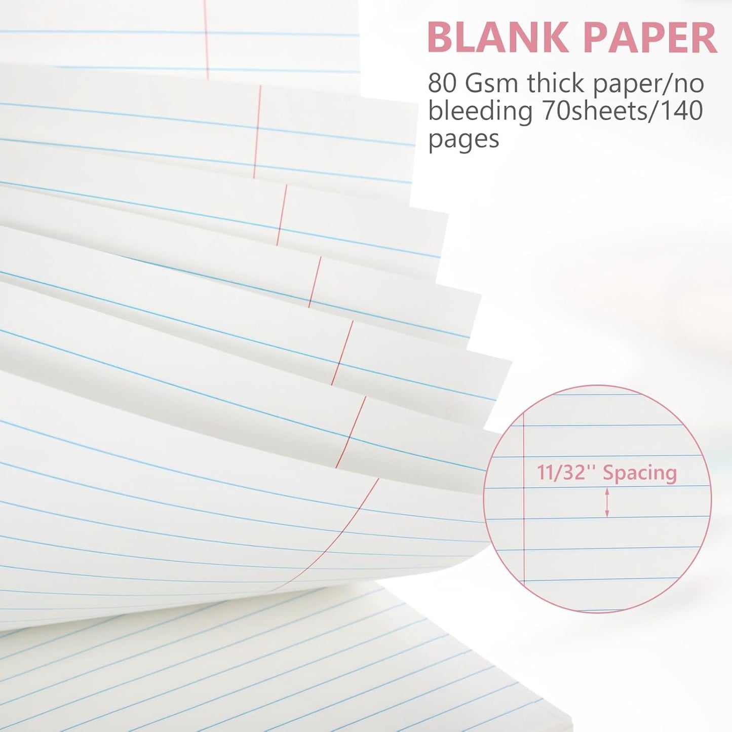 6 Pack 8.5 x 11'' Top Bound Office Steno Book Wide Ruled Double Sided Spiral Notebooks Reliable White Paper 70 Sheets/Pad Pastel Colors Covers for Writing School Notes(Bohemian Color)
