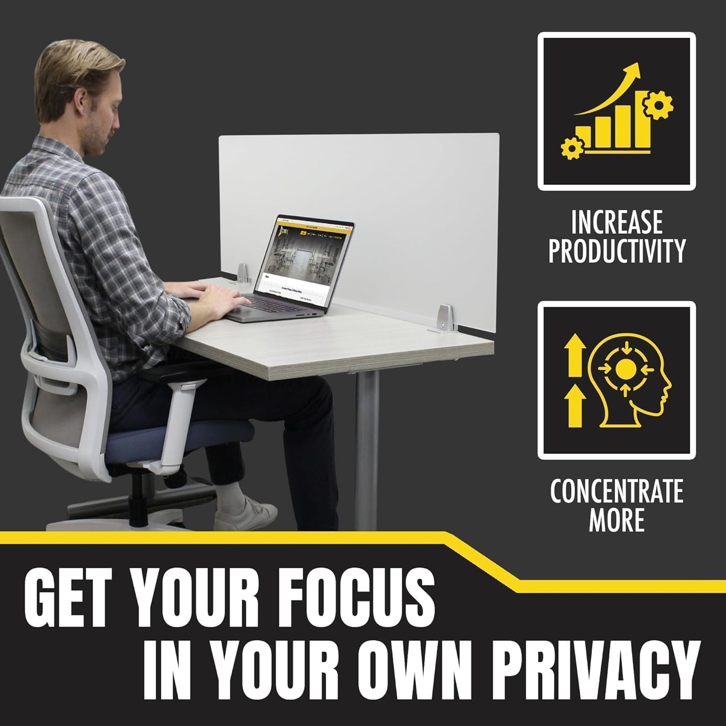 OBEX Clear Acrylic Desk Mounted Privacy Panel, 12" x 30", Clear