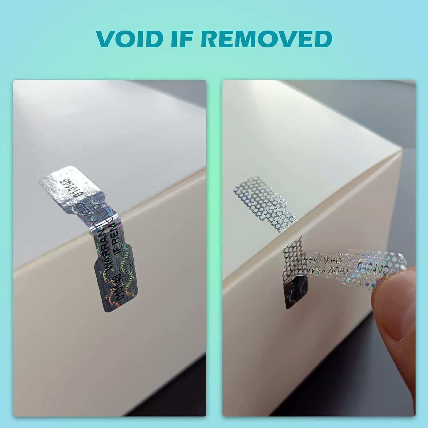 300 Pcs Bone Silver Hologram Sticker Holographic Tamper Evident Label High Security Warranty Seal Sticker with Serial Numbers(0.4 Inch X 2 Inch,GQYHLABO)