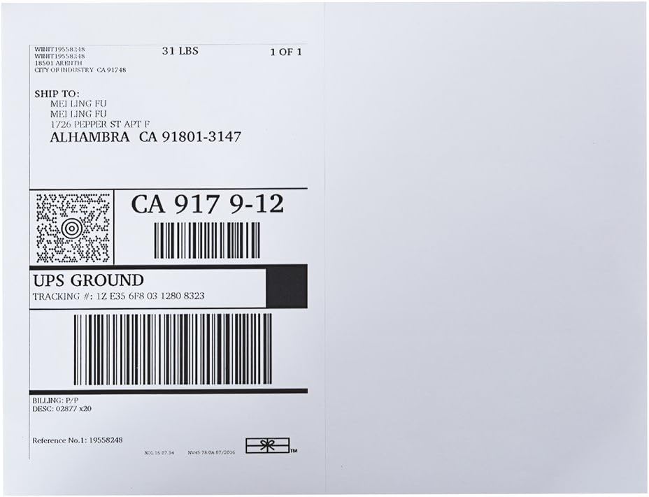 9527 Product Half Sheet Self Adhesive Shipping Labels for Laser & Inkjet Printers White Blank,2 Labels per Sheet (300 Lables)