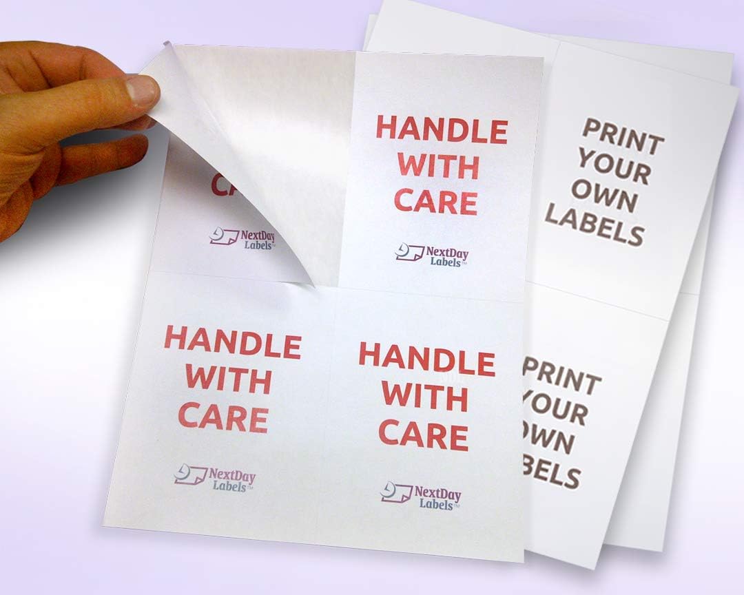 NextDayLabels – 4-1/4" x 5-1/2" Rectangular Sticker Labels for Printer - White Laser/Inkjet Printer Labels Return Address Labels Shipping Label Stickers (250 Sheets, 4 Per Sheet, 1000 Labels)