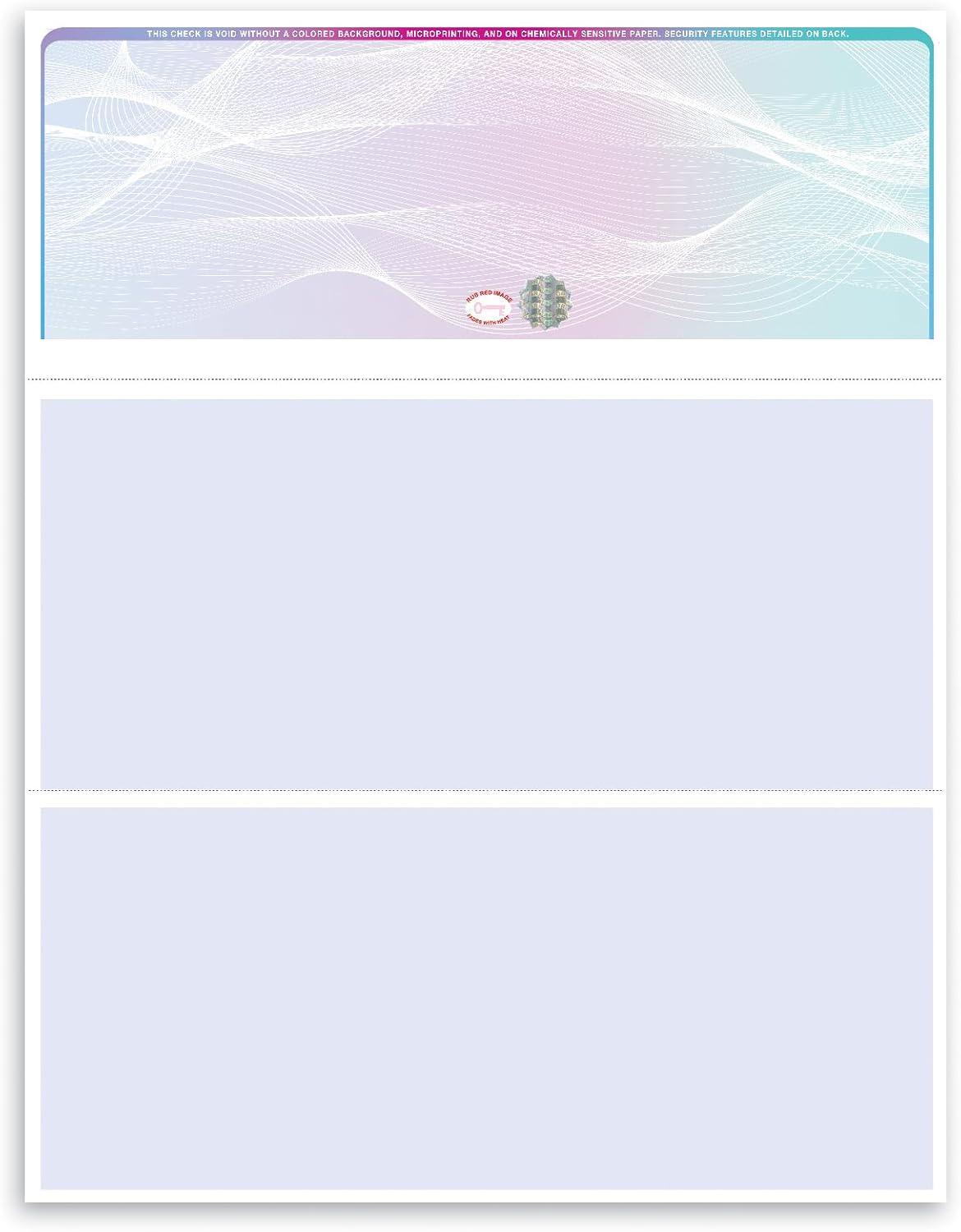 NextDayLabels - Blank Hologram Laser Checks, High Security, 3 Color: Blue, Red, Green (250 Checks)